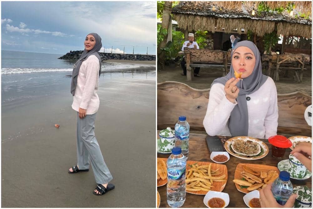 10 Potret Angelina Sondakh ke Pantai Boroko, Sulawesi Utara!