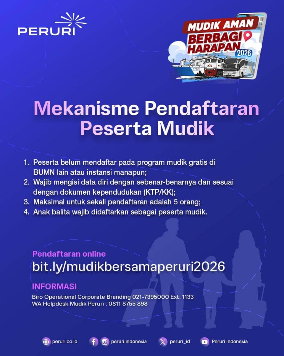 Mudik Gratis Peruri 2026 Resmi Dibuka, Cek Info Lengkapnya