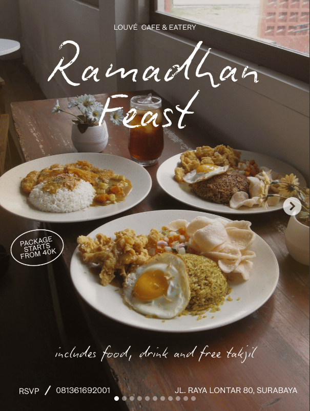 Informasi paket buka puasa di LOUVÉ Cafe & Eatery. 