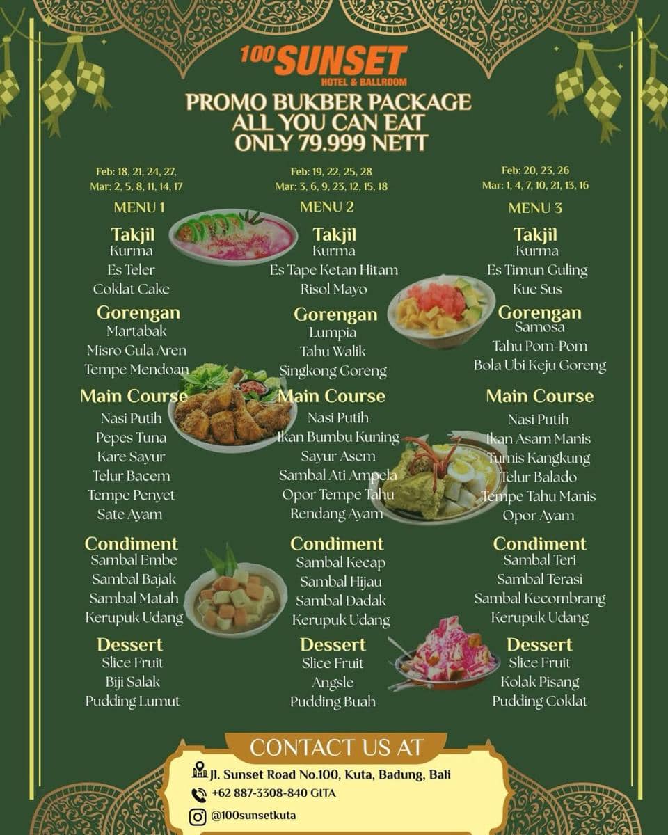 Promo Bukber Package 100 Sunset Hotel & Ballroom (instagram.com/100sunsetkuta)