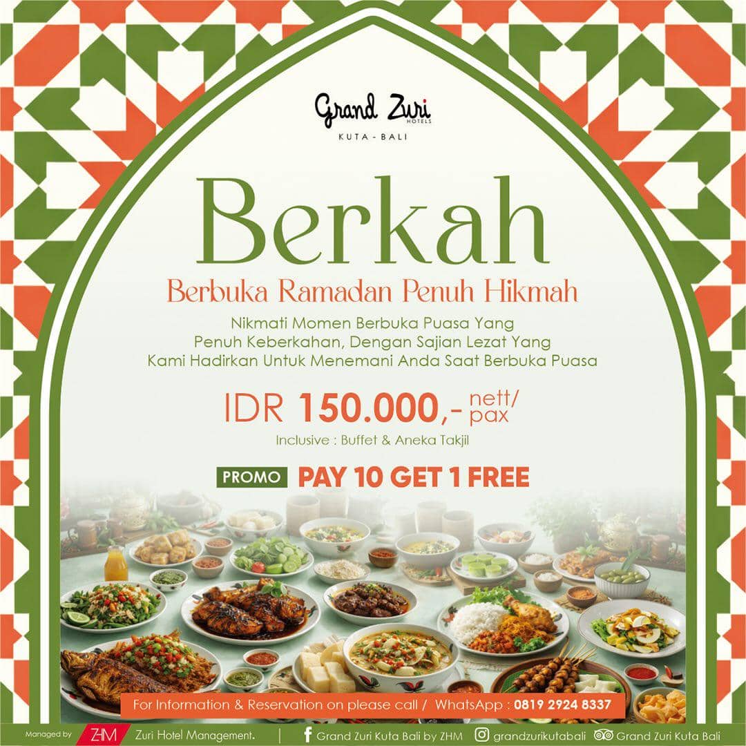 promo bukber Berkah di Grand Zuri Kuta by ZHM (instagram.com/grandzurikutabali)