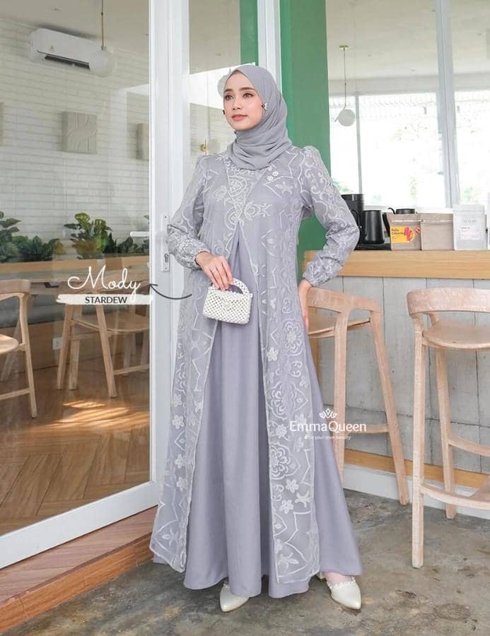gamis lebaran 2026 model brokat modern