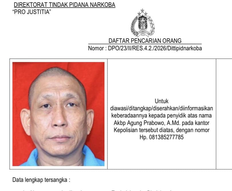 Bareskrim Terbitkan Status DPO Bandar Narkoba Ko Erwin