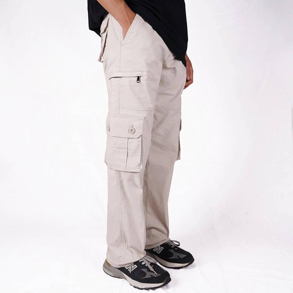 NVSR Long Cargo Stretch Zipper Pants Cream