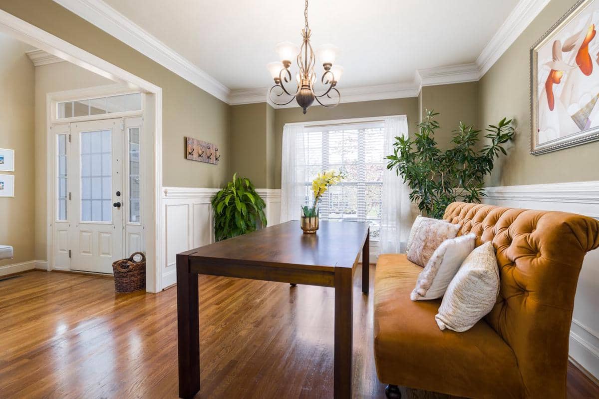 ilustrasi interior ruang tamu dan tanaman