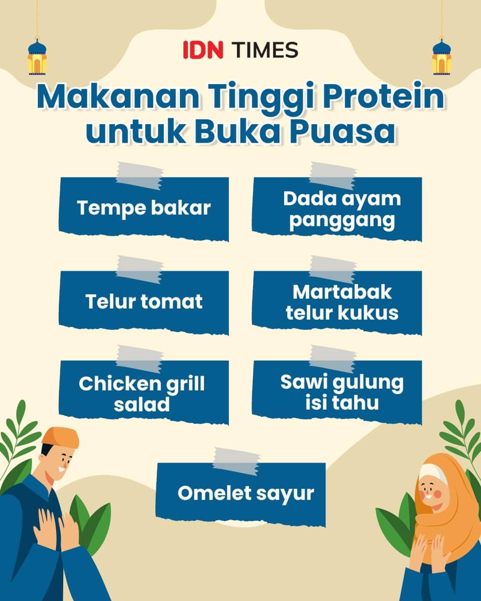 Infografik maanan tinggi protein untuk buka puasa 