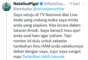 Menteri Ham Natalius Pigai terima debat terbuka Guru Besar UGM Zainal Arifin Mochtar.