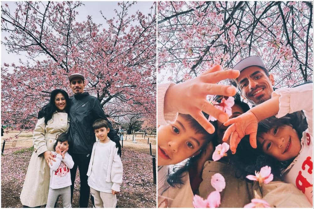 10 Potret Keluarga Gadis Sadiqah Liburan ke Jepang saat Sakura Bersemi