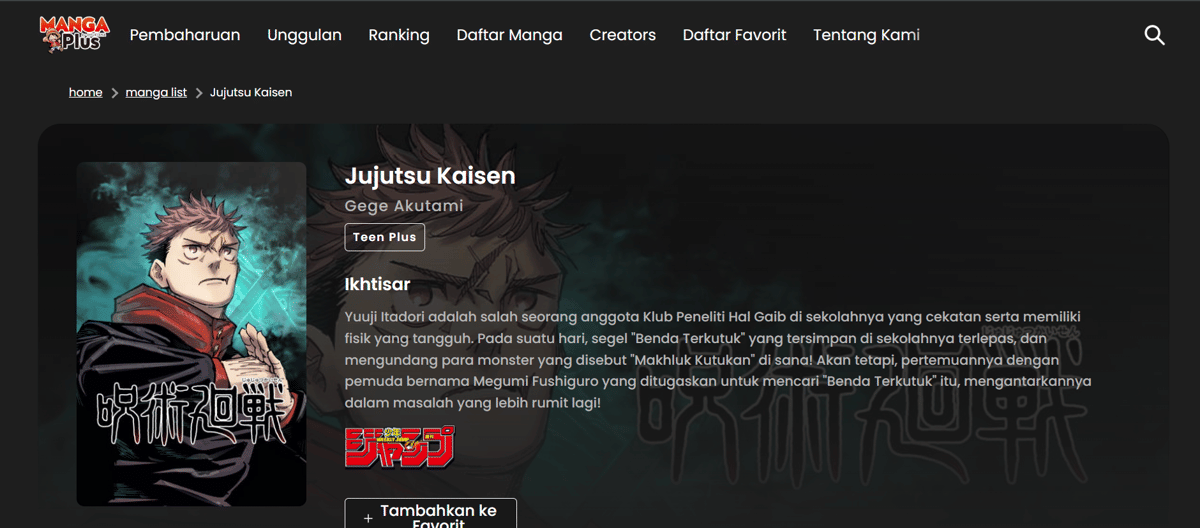 Situs Baca Komik Jujutsu Kaisen Lengkap