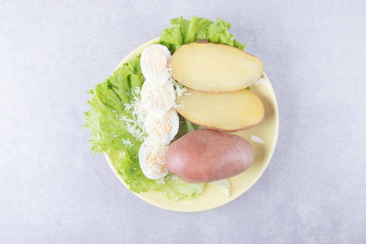 ilustrasi ubi dan telur rebus