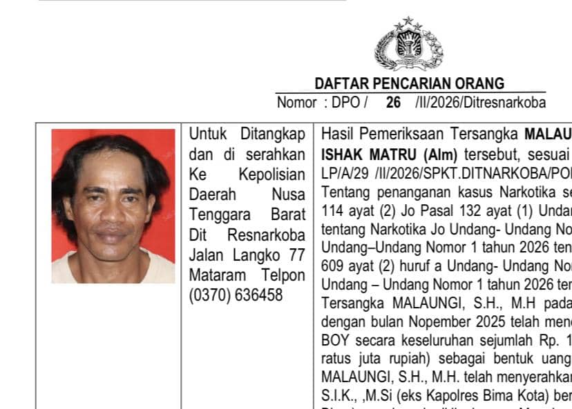 Polisi Terbitkan DPO Hamid: Bandar Narkoba Setor Rp1,8 M ke Maulangi