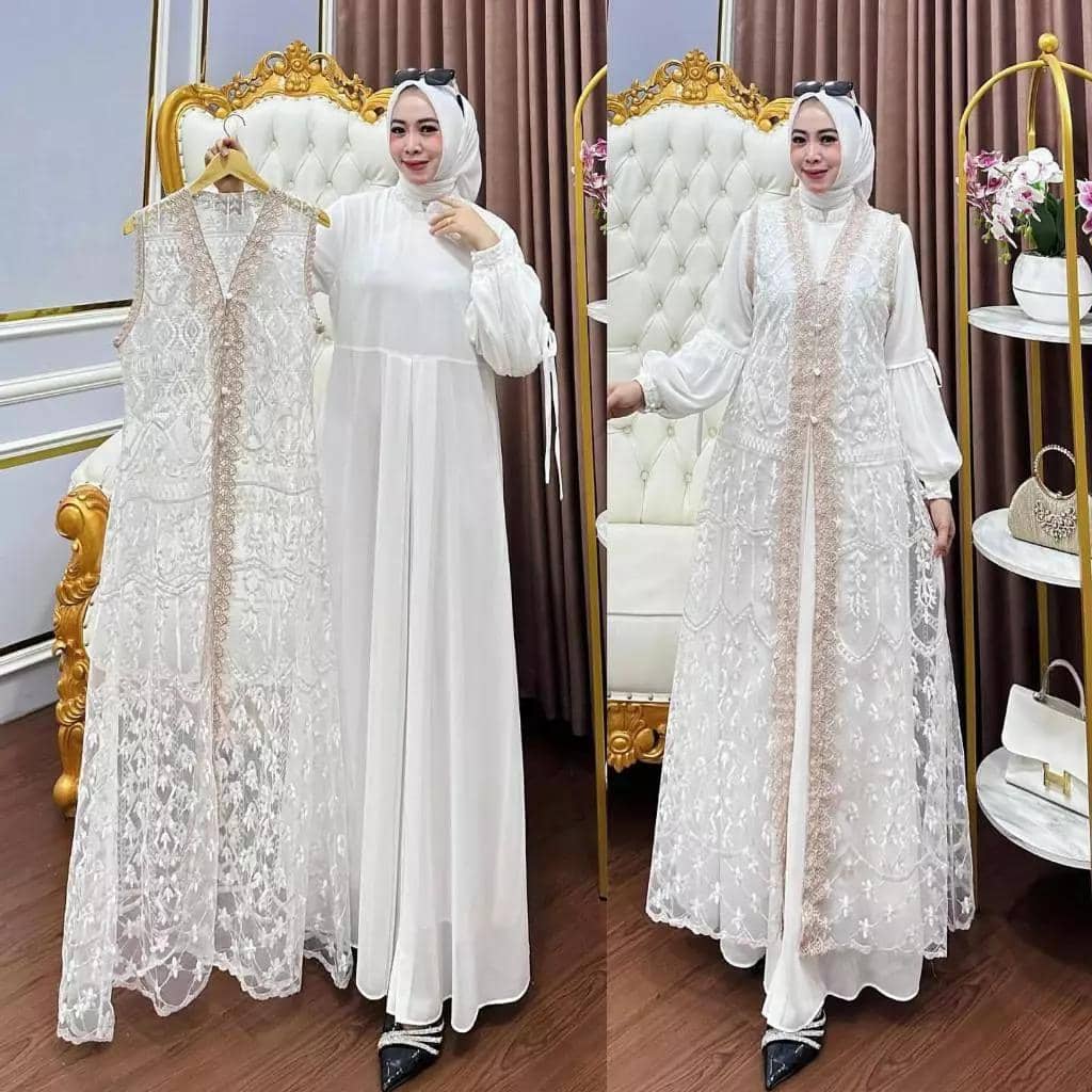 ilustrasi gamis rompi lepas