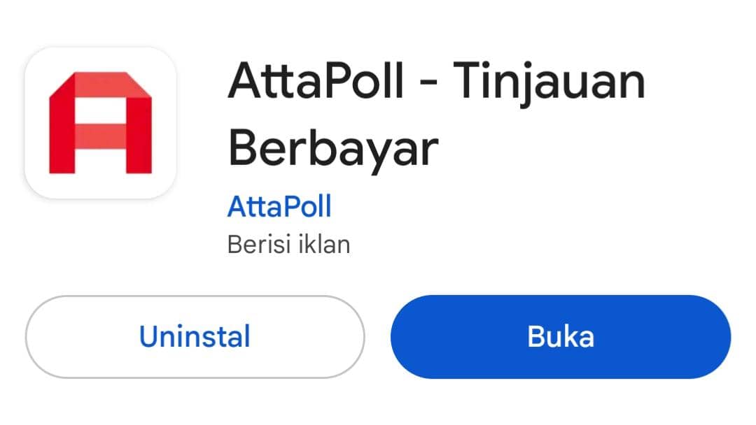 Ikon aplikasi AttaPoll berupa huruf 'A' berwarna merah dengan latar belakang putih.