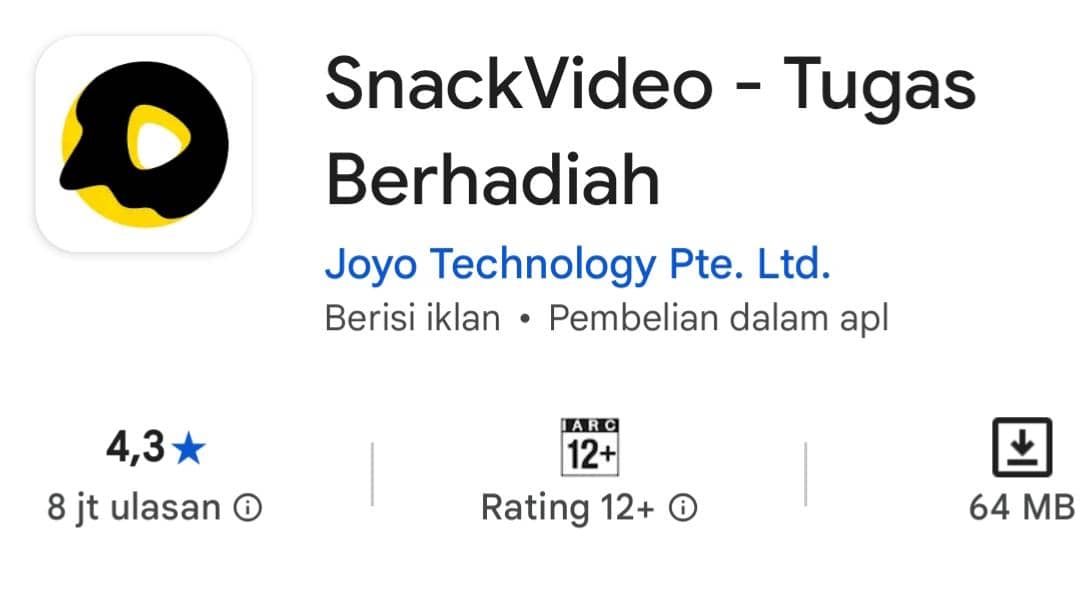 Ikon aplikasi SnackVideo berupa donat hitam dengan lubang kuning di tengahnya