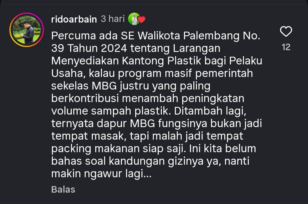 Komentar netizen soal video MBG di akun @palembangterkini.official