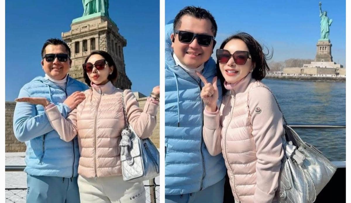 9 Potret Femmy Permatasari dan Suami Liburan di Liberty Island, Mesra