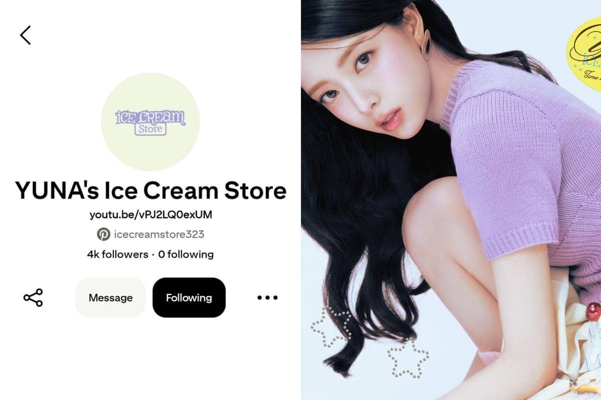 Yuna ITZY dan akun Pinterest resminya