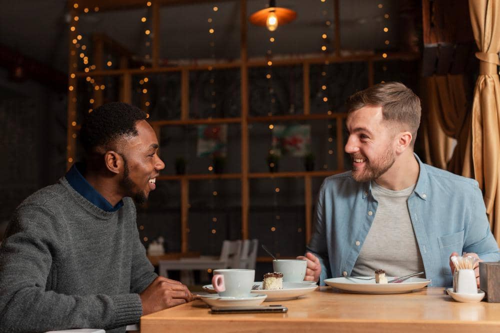 ilustrasi ngobrol dengan teman