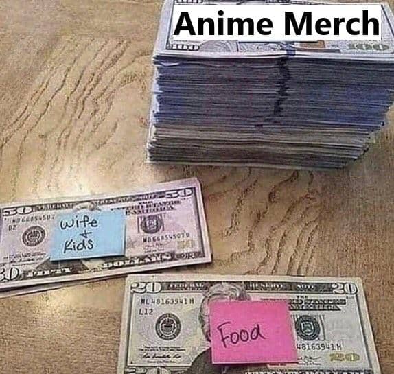 meme anime tentang merchandise