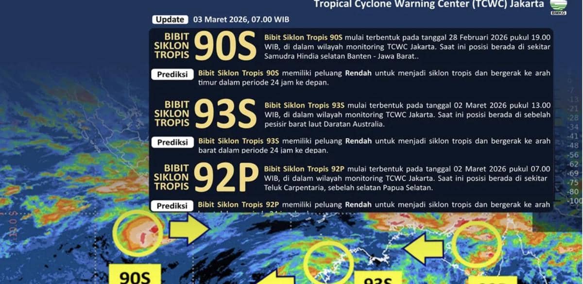 Waspada! Cuaca Ekstrem di Sejumlah Wilayah Imbas Bibit Siklon Tropis