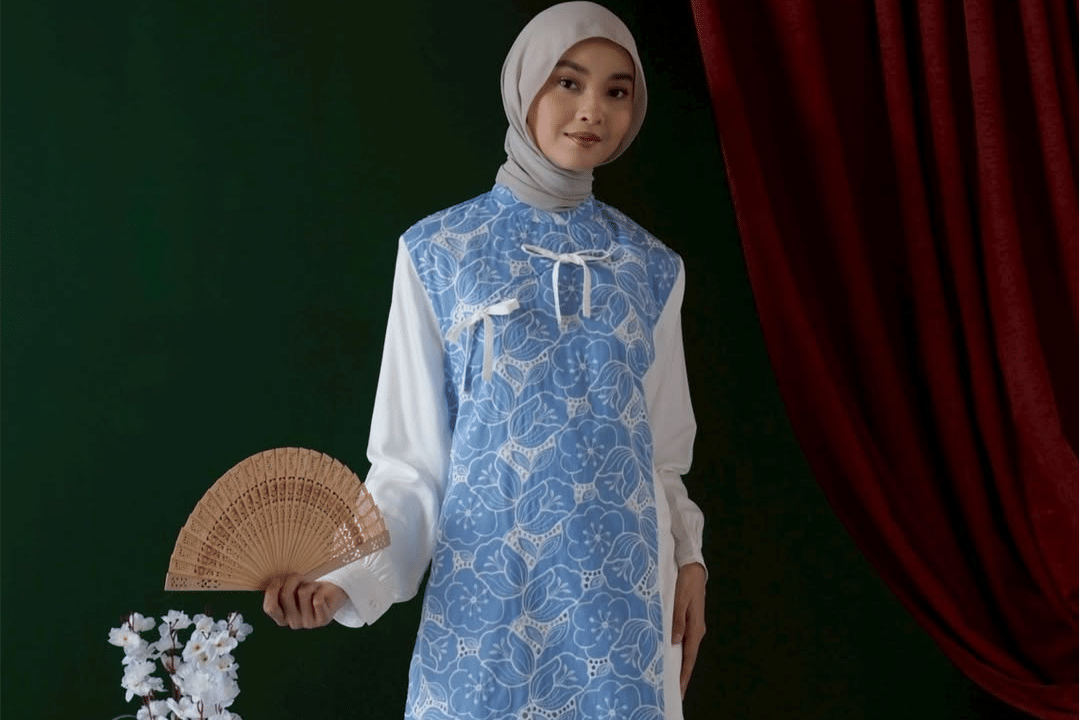 ilustrasi baju cheongsam untuk Lebaran