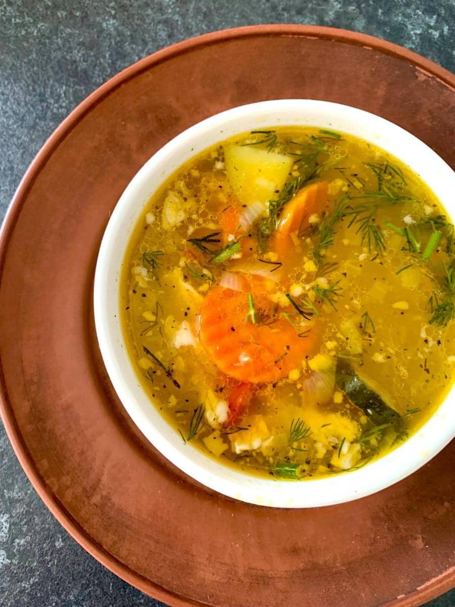 Delicious Vegetable Soup in Rustic Setting