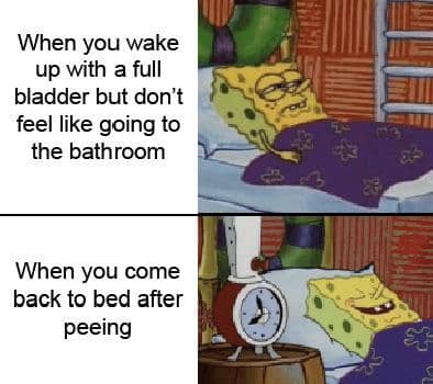 meme SpongeBob tentang buang air kecil
