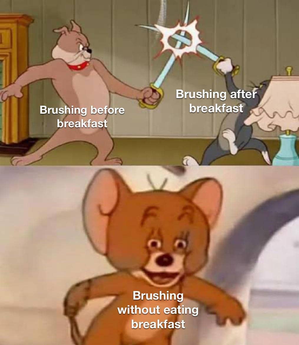 meme kartun tentang menyikat gigi