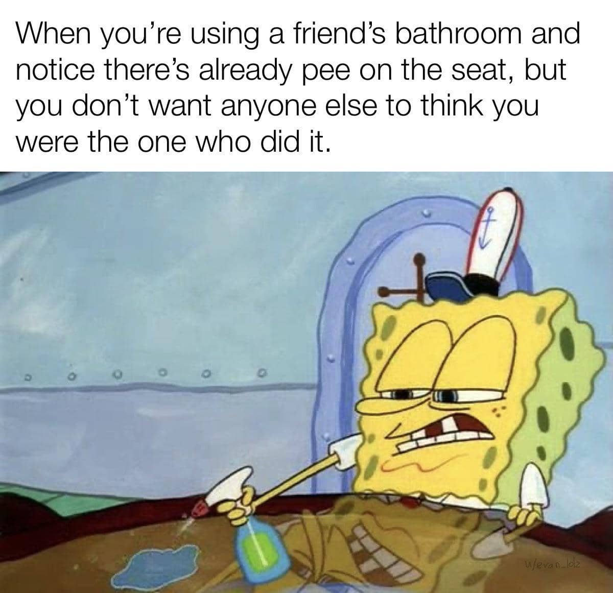 meme SpongeBob tentang buang air kecil