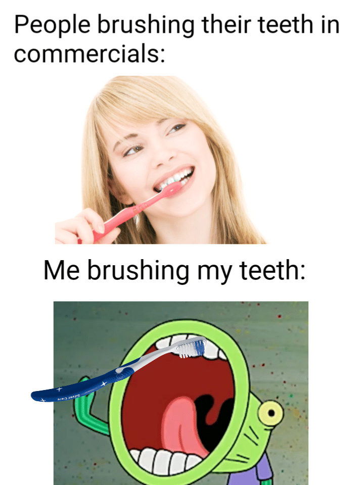 meme kartun tentang menyikat gigi