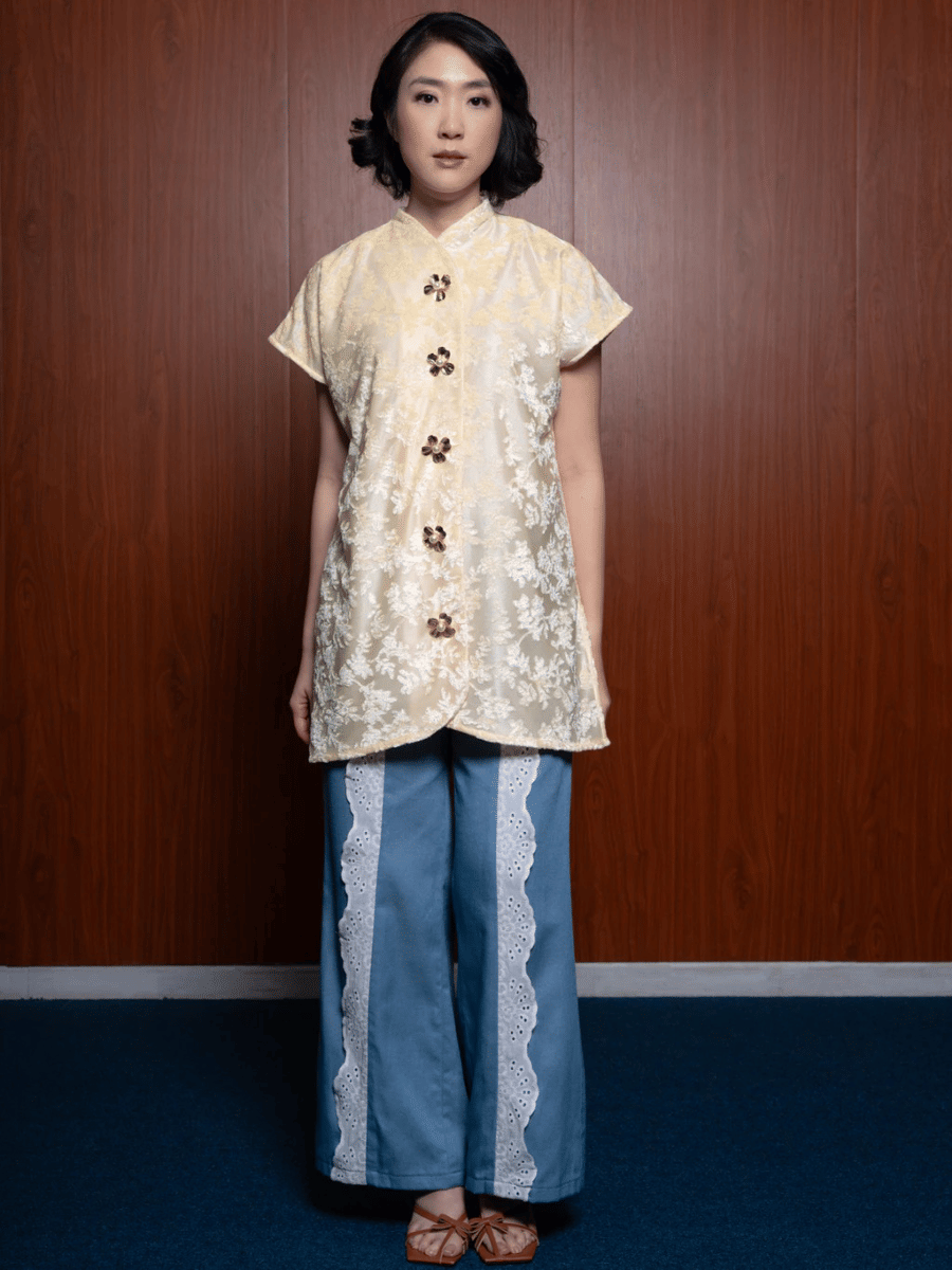 tunik Lebaram 2026 warna butter yelow