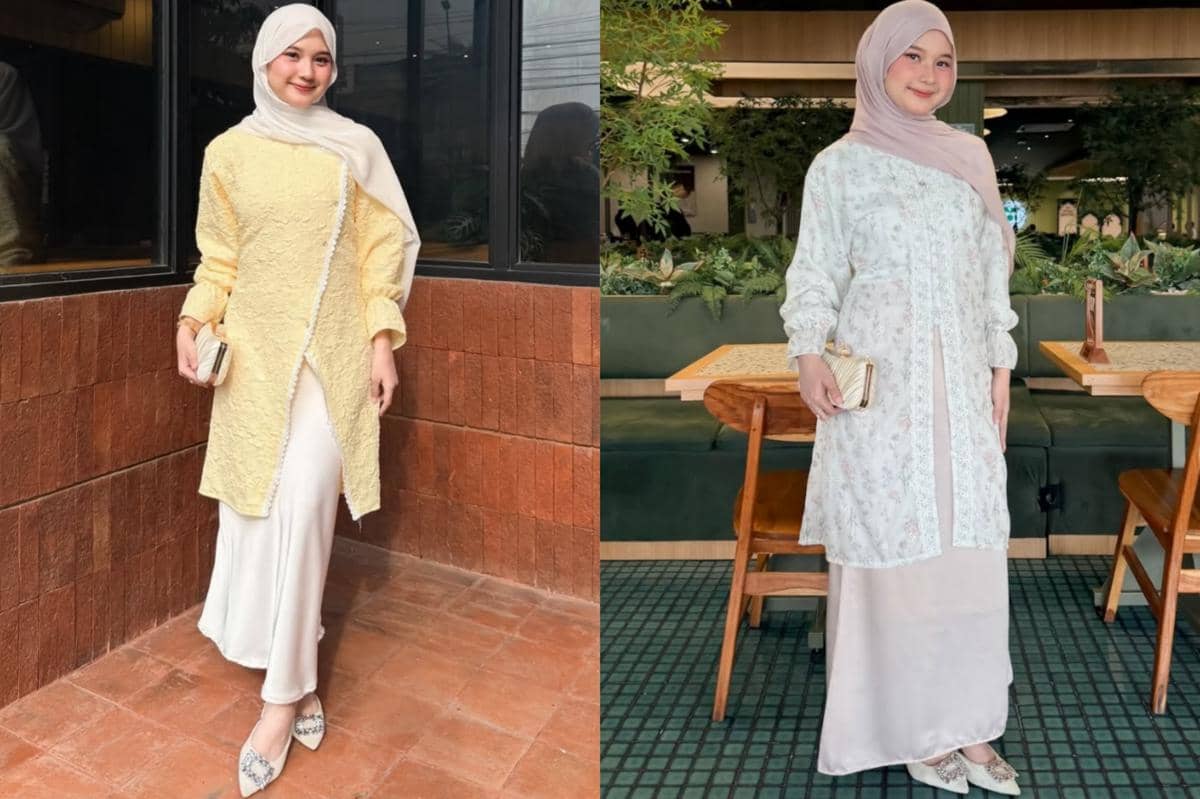 7 Ide Outfit Lebaran Pakai Tunik ala Siska Amera, Tetap Anggun!