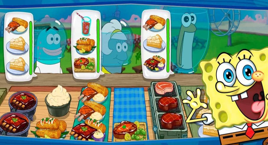 tampilan game Spongebob Krusty Cook Off