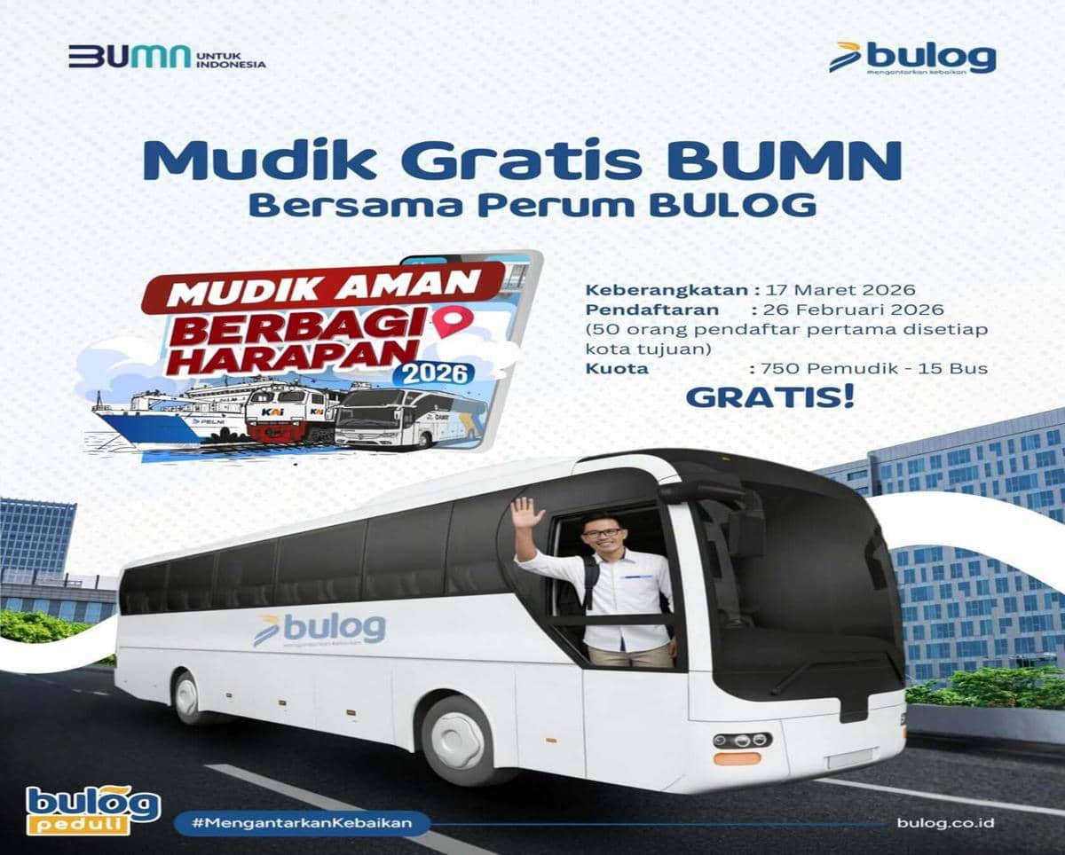 Mudik Gratis Bulog 2026 Resmi Dibuka, Ini Rute dan Cara Daftarnya