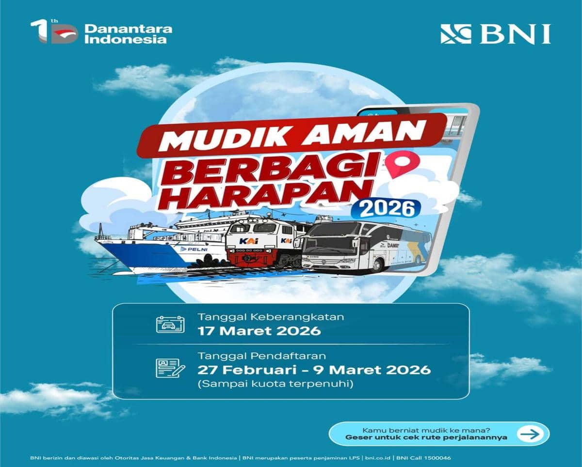 Mudik Gratis BNI 2026 Resmi Dibuka: Rute, Syarat, dan Cara Daftar