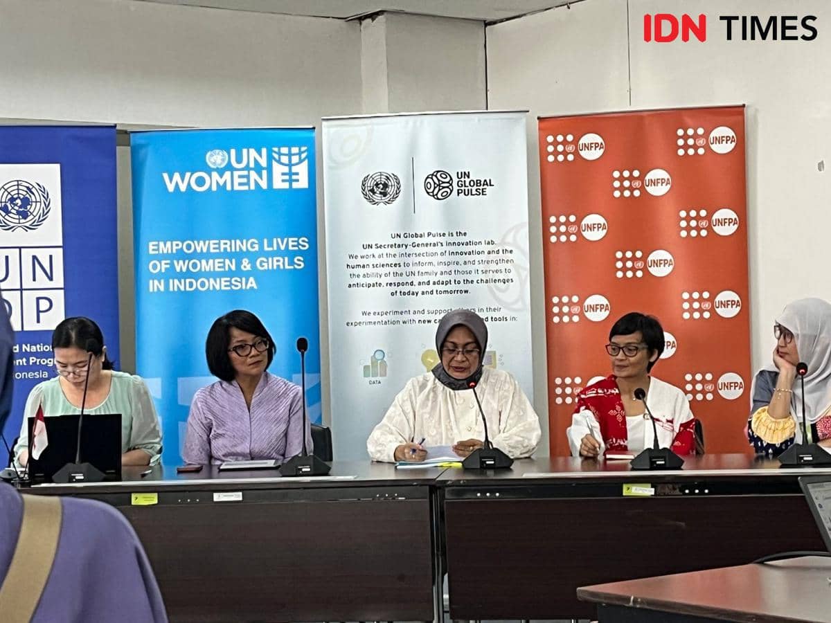 Deputi Kesetaraan Gender Amurwani Dwi Lestariningsih dalam acara Hari Perempuan Nasional di Jakarta Pusat, Rabu (4/3/2026).