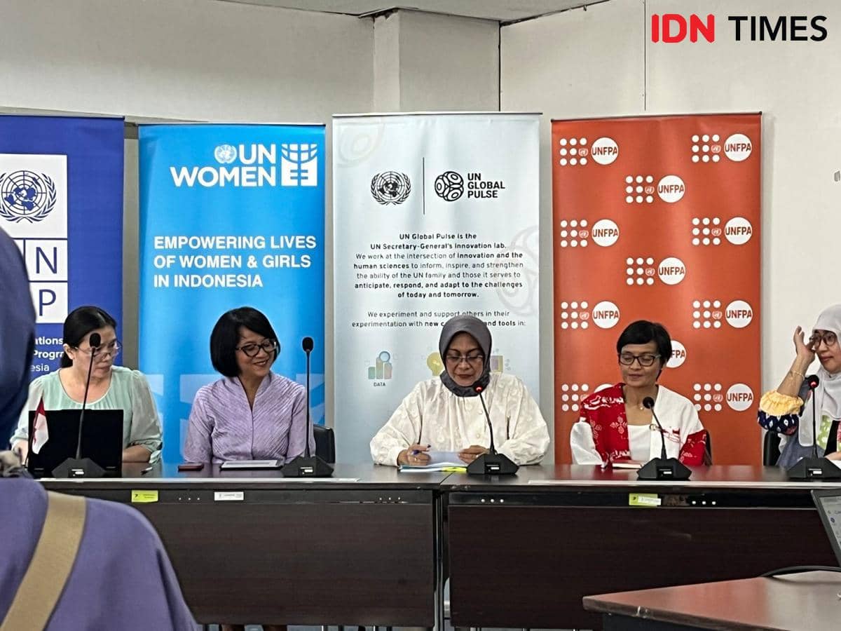 Deputi Kesetaraan Gender Amurwani Dwi Lestariningsih dalam acara Hari Perempuan Nasional di Jakarta Pusat, Rabu (4/3/2026).