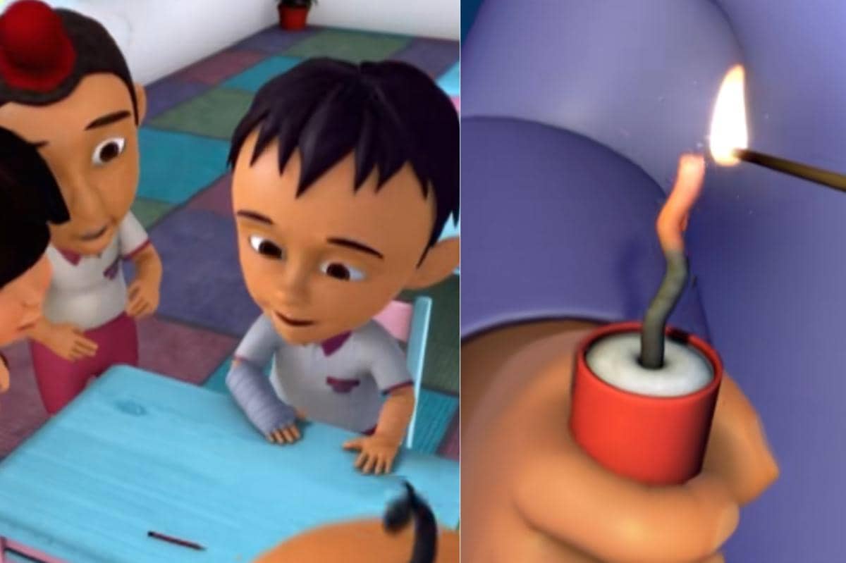 Fizi baru saja tiba di kelas dan membuat semua temannya keheranan melihat tangannya yang diperban