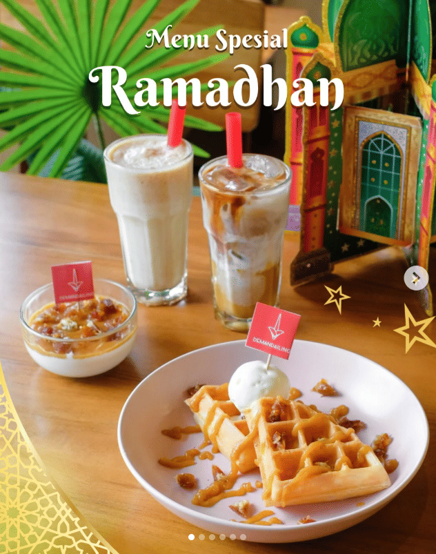 Poster paket buka puasa Ramadan di Demandailing Cafe.