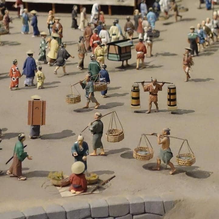 miniatur kehidupan penduduk zaman Edo di Edo-Tokyo Museum 
