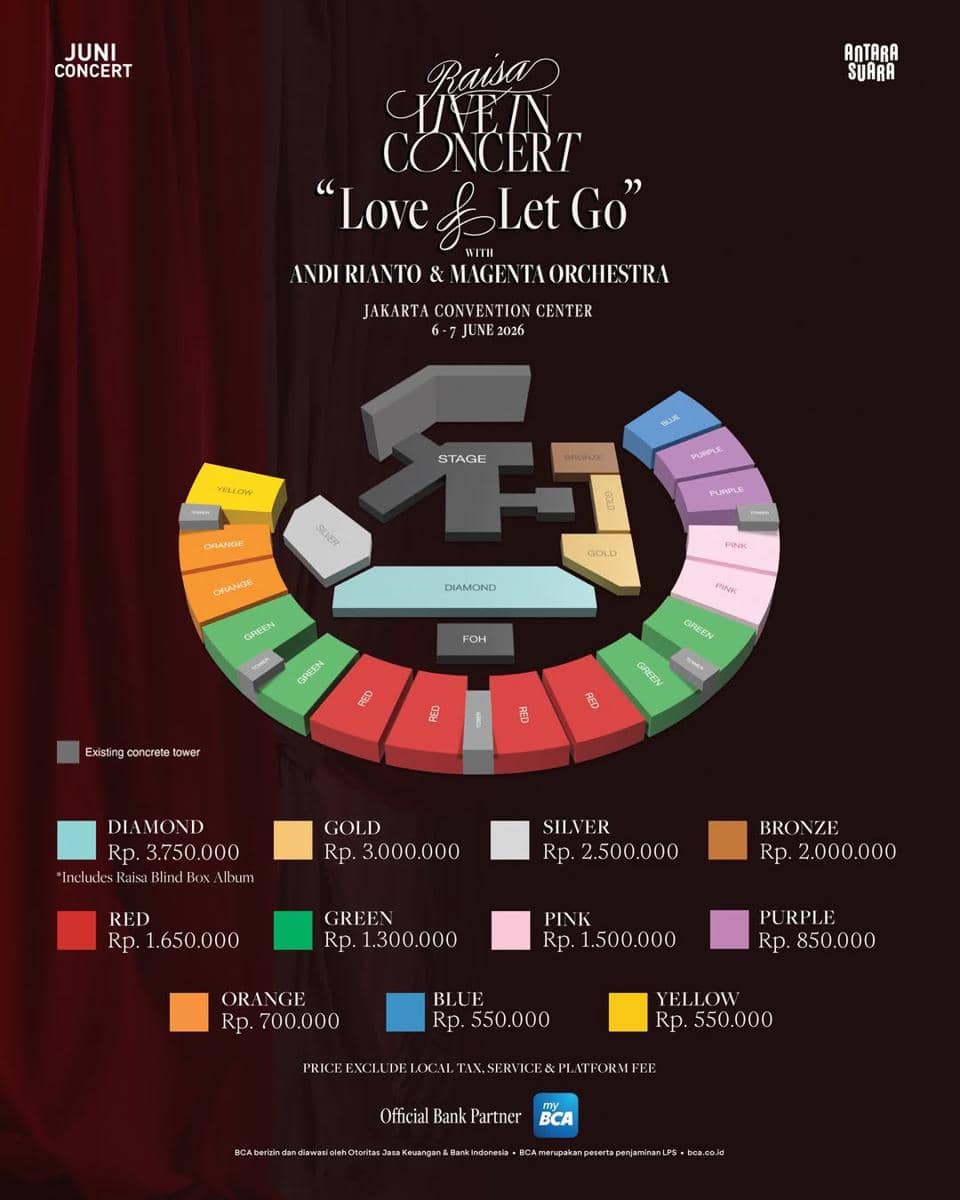 Harga tiket konser Raisa di Jakarta pada Juni 2026