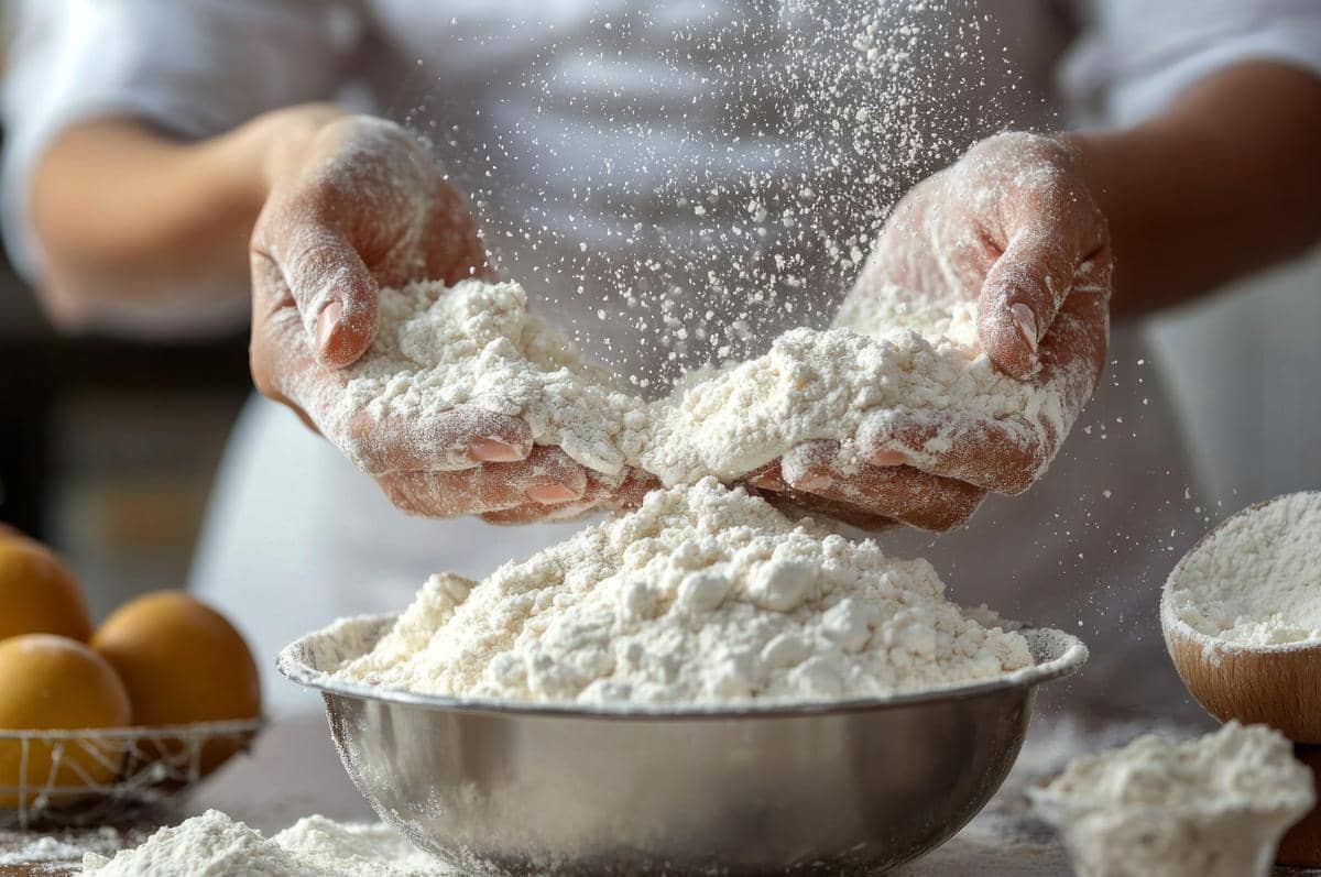 ilustrasi mencampurkan bahan tepung