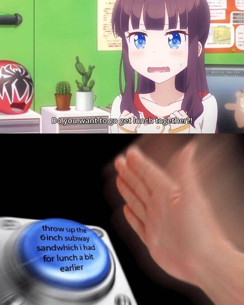 meme anime tentang makan siang