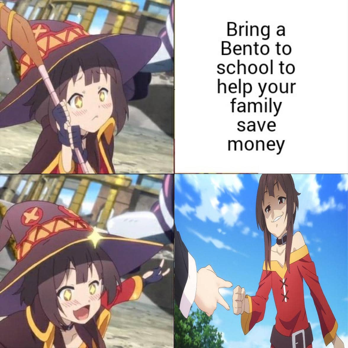 meme anime tentang makan siang