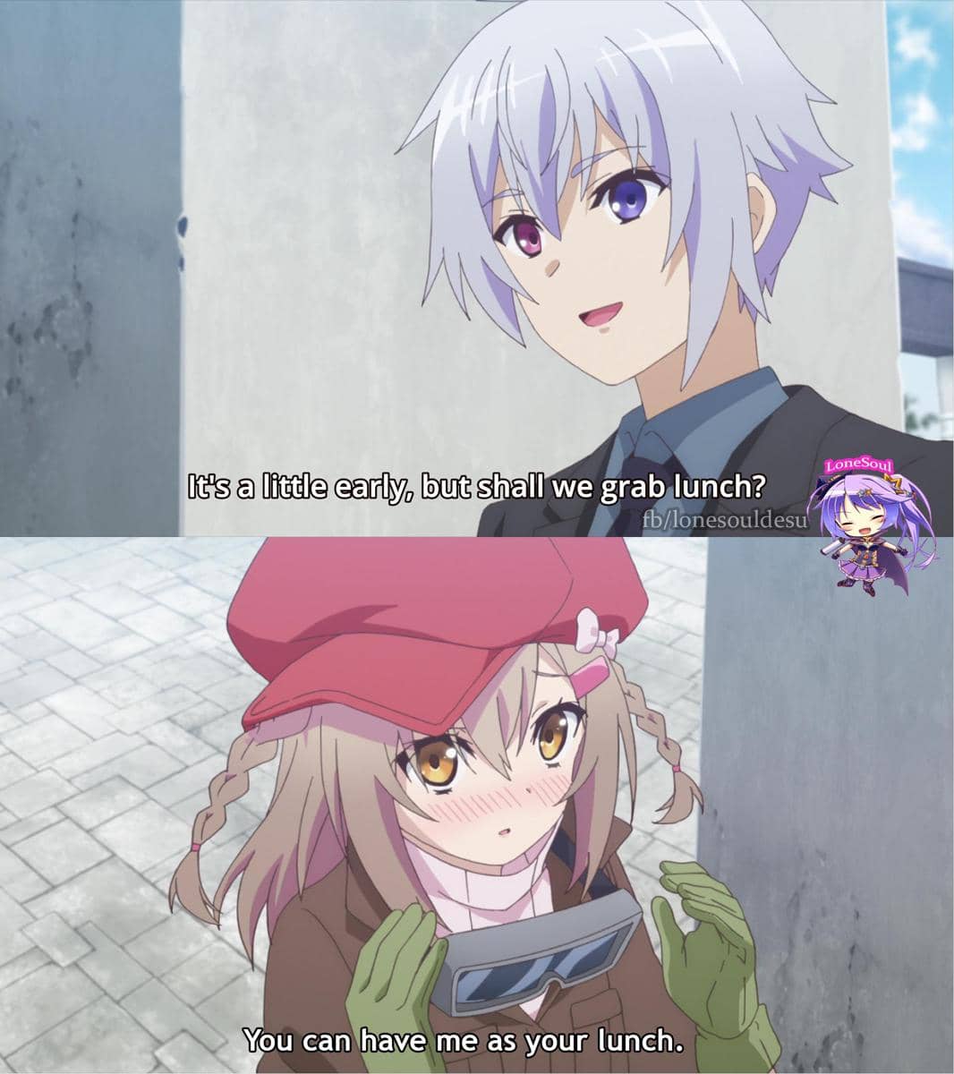 meme anime tentang makan siang