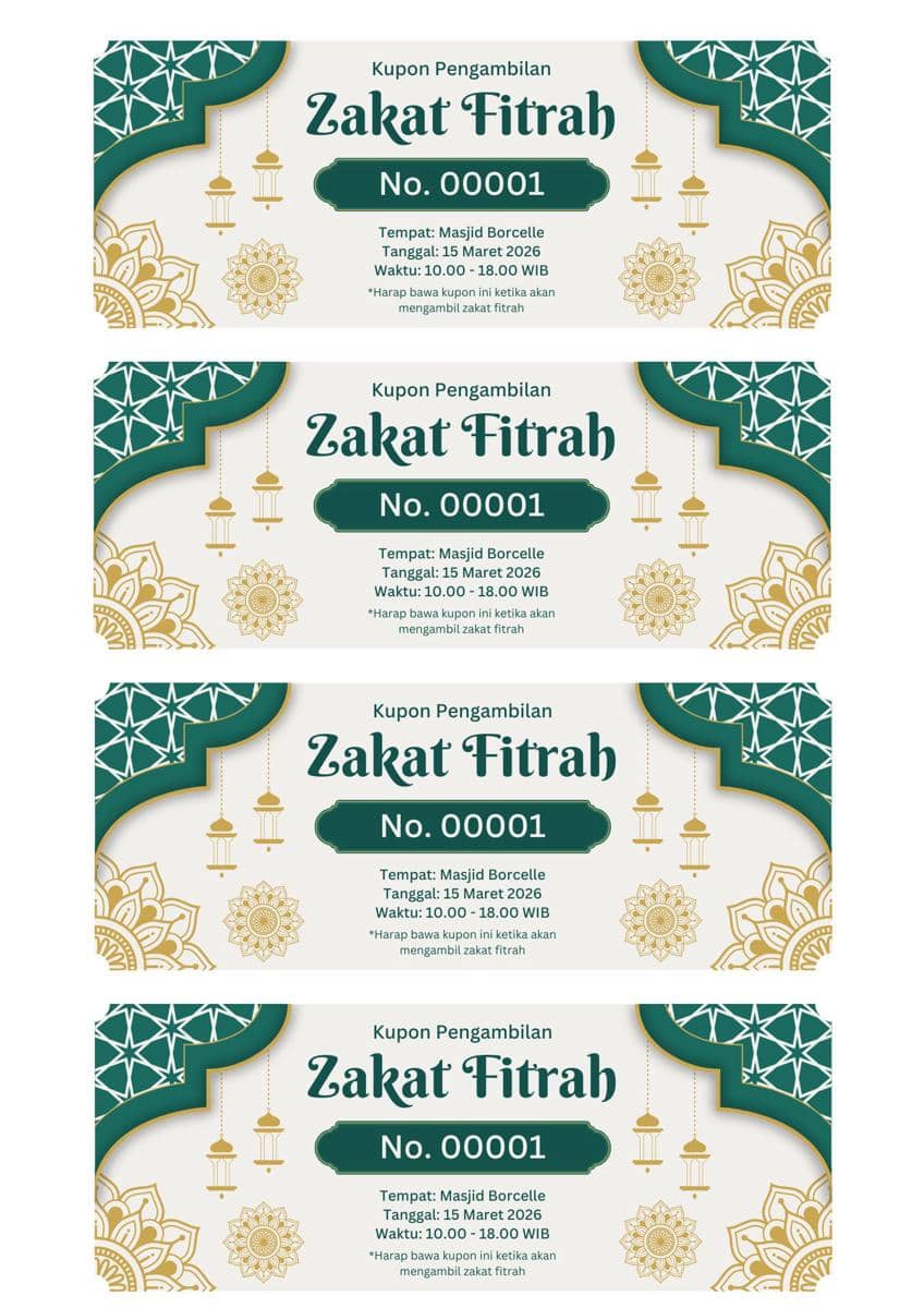 Contoh Kupon Zakat Fitrah