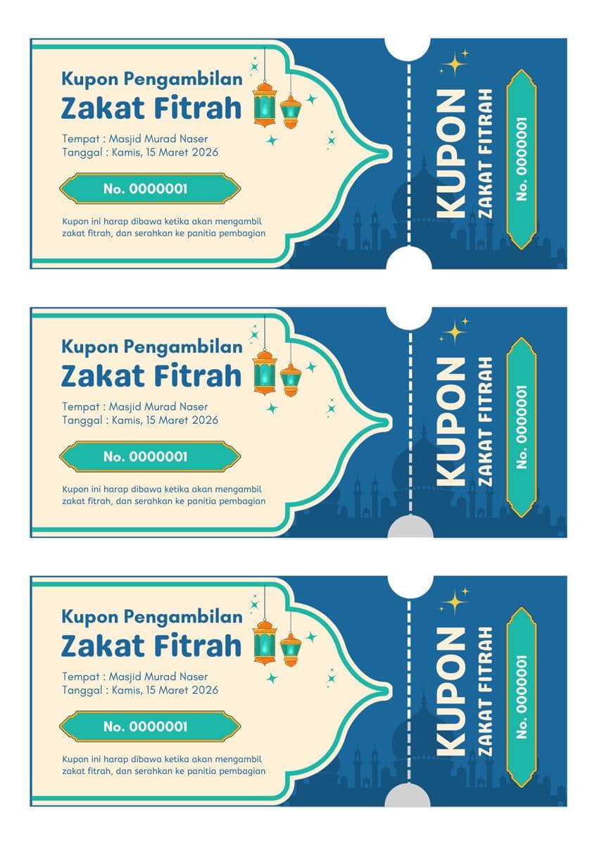 Contoh Kupon Zakat Fitrah