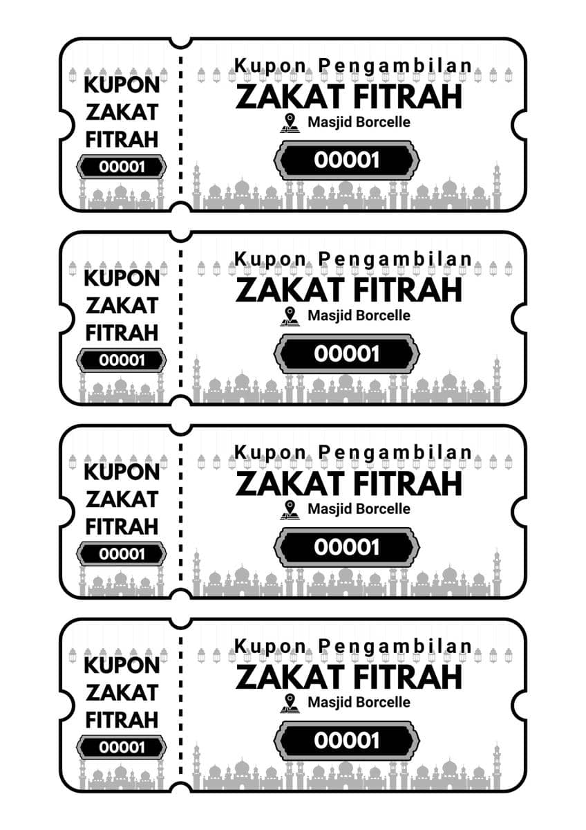 Contoh Kupon Zakat Fitrah