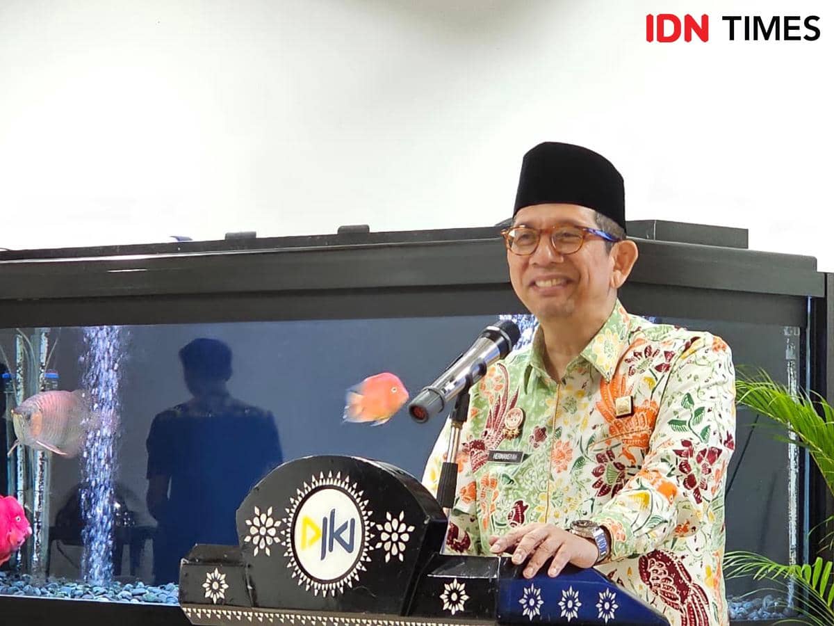 Direktur Jenderal Hak Kekayaan Intelektual Kementerian Hukum, Hermansyah Siregar, saat memberikan paparan di Gedung DJKI, Kemenkum, Jakarta, Kamis (5/3/2026). 