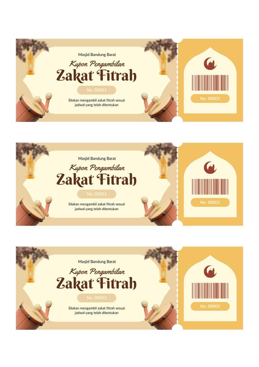 Contoh Kupon Zakat Fitrah